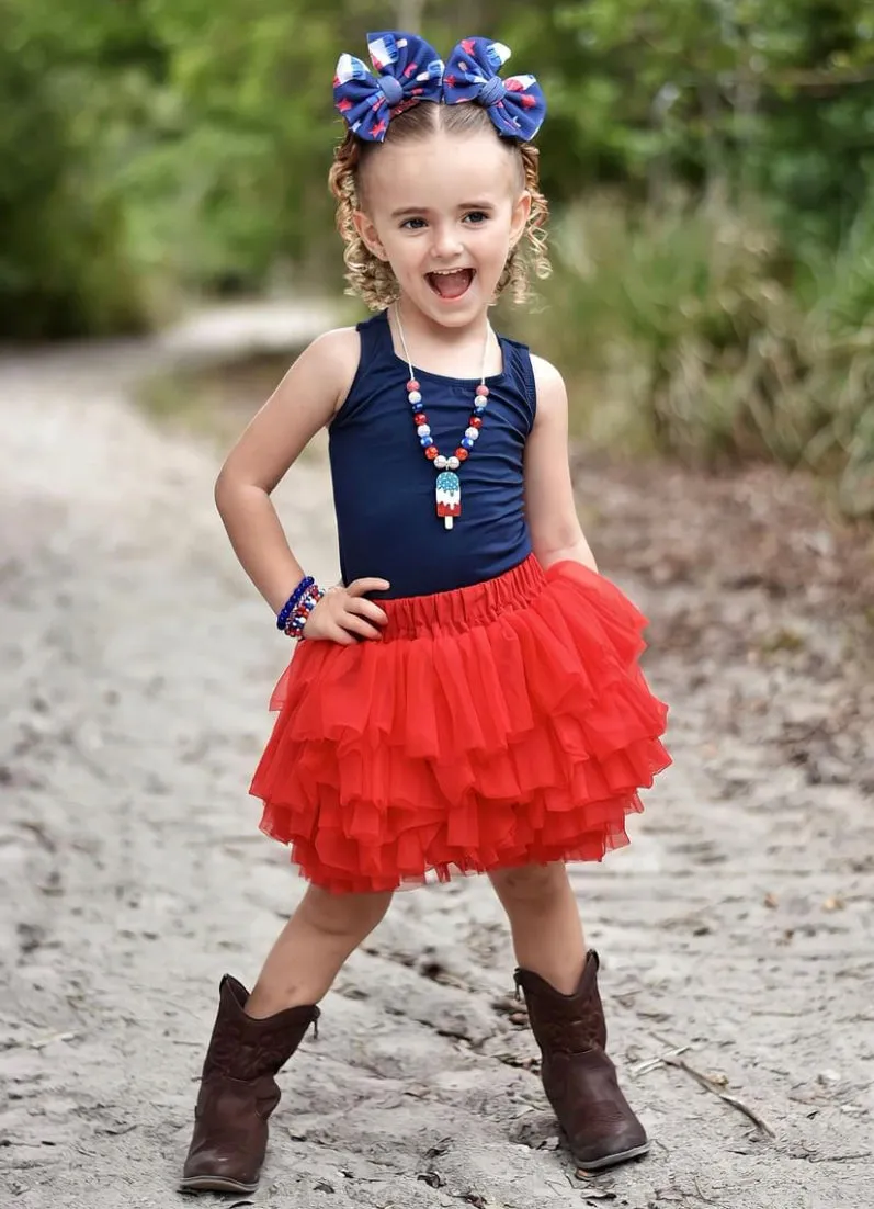 2 left! 2/3 & 3/4yr ~ Tulle Ruffle Skirt ~ Red