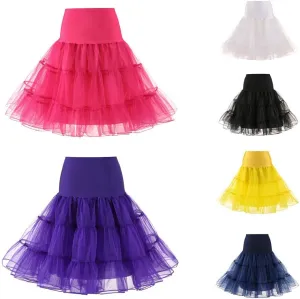 50s Petticoat A-line Skirt Rockabilly Dress Pleated High Waist Dancing Skirt Tutu Underskirts for Women (Hot Pink, XL)