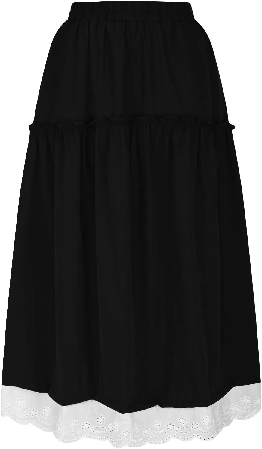 Borniu Women's Summer Casual Boho Versatile Maxi Skirt A-Line Flowy Ruffle Tiered Elastic High Waist Beach Long Skirts