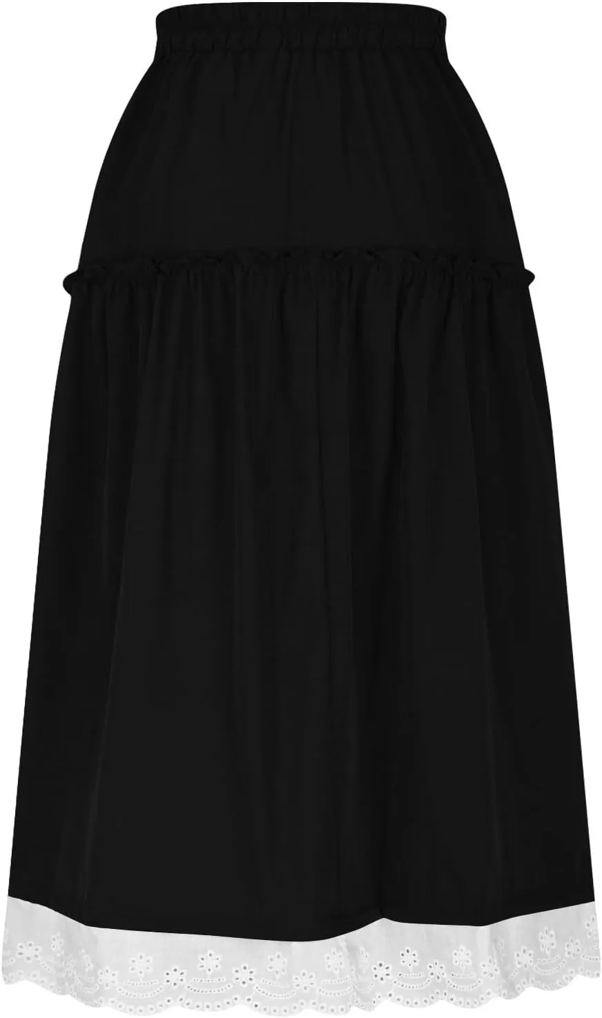 Borniu Women's Summer Casual Boho Versatile Maxi Skirt A-Line Flowy Ruffle Tiered Elastic High Waist Beach Long Skirts