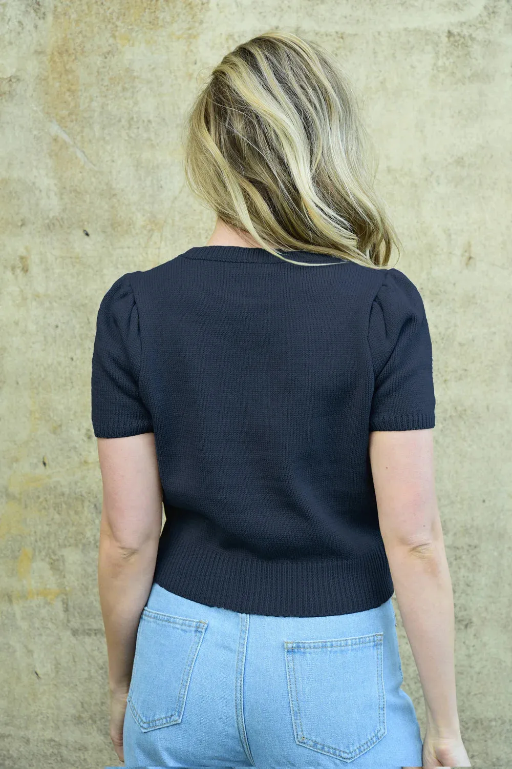 Bow-Delicious Top / Navy