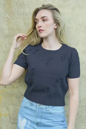 Bow-Delicious Top / Navy
