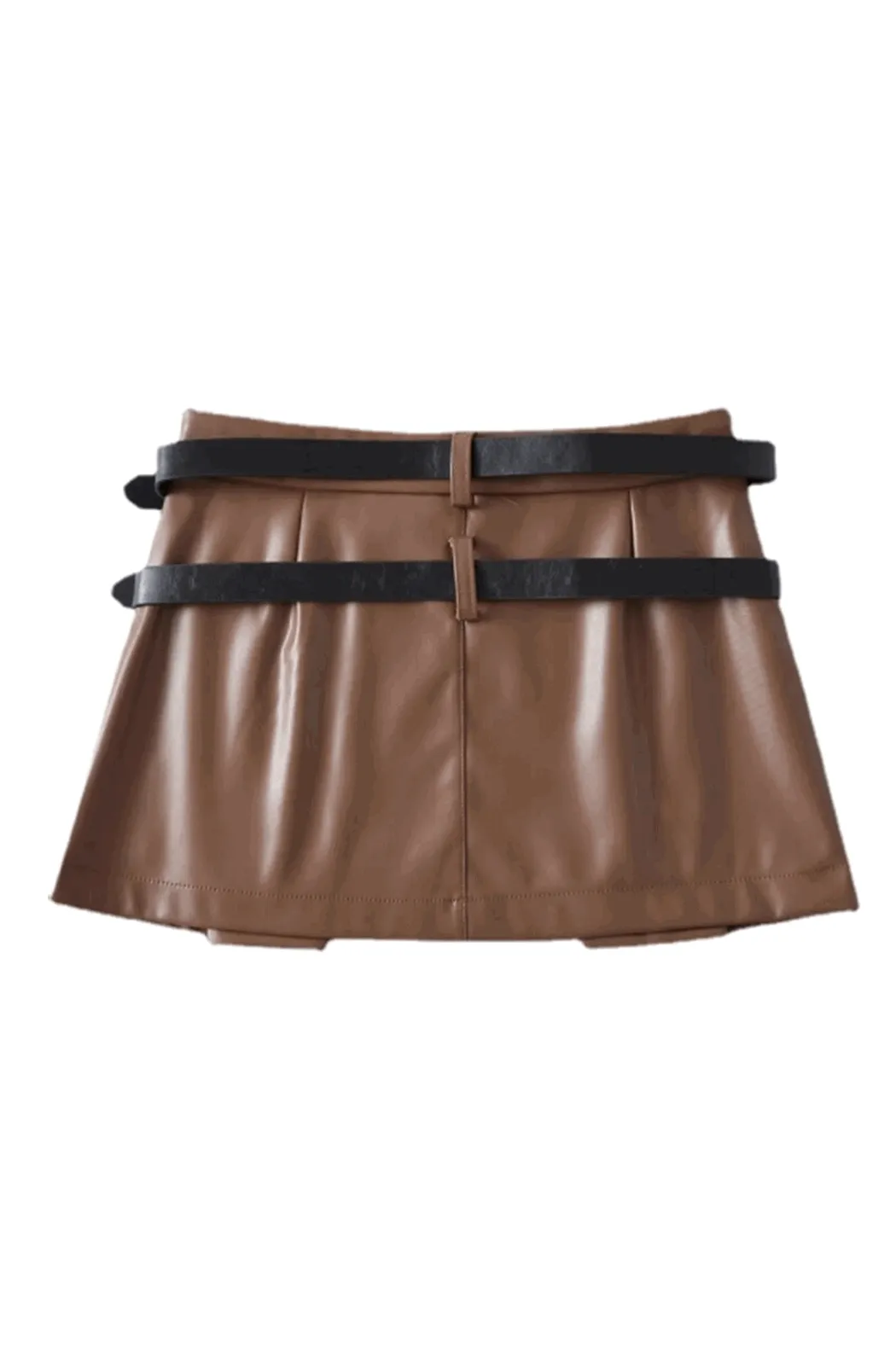 Brown leather skort