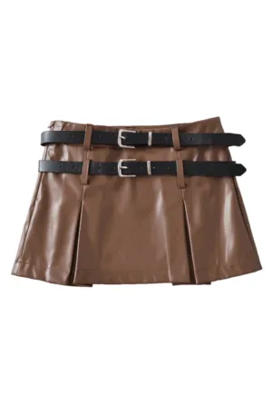 Brown leather skort Brown leather skort