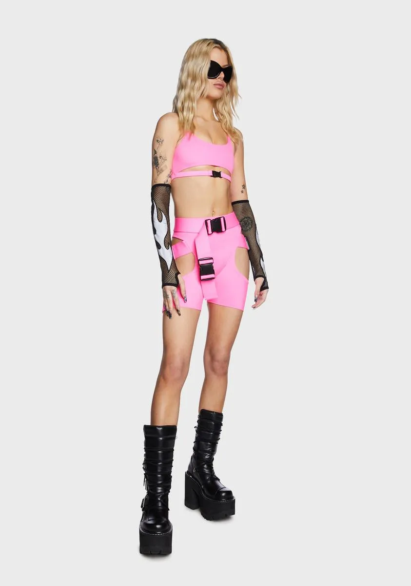 Buckle Biker Shorts - Pink