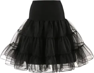 FlekmanArt Women's Petticoat Skirt Adult Puffy Tutu Skirt Tulle Midi Knee Length Skirt Underskirt Underskirts for Cosplay