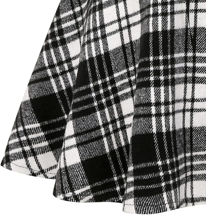 IDEALSANXUN Wool Plaid Mini Gothic Skirts for Womens High Waist Lace Up Short Pleated Skater Skirts
