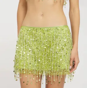 LORI SEQUIN FRINGE MINI SKIRT