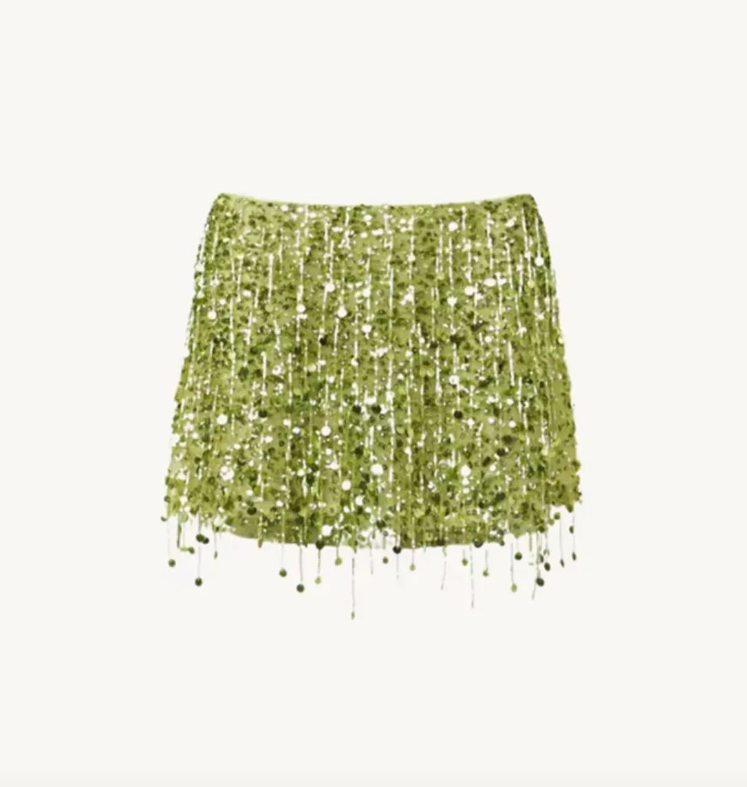 LORI SEQUIN FRINGE MINI SKIRT