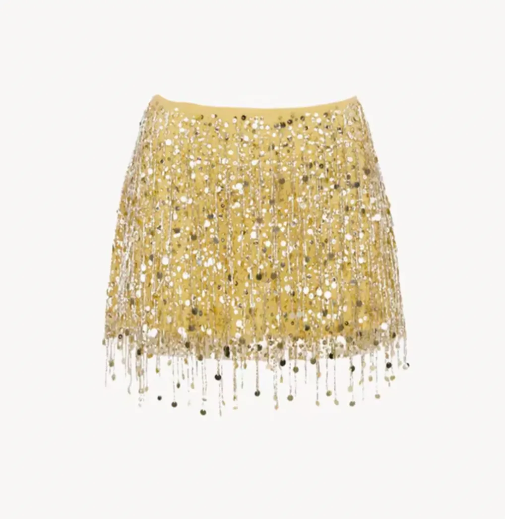 LORI SEQUIN FRINGE MINI SKIRT