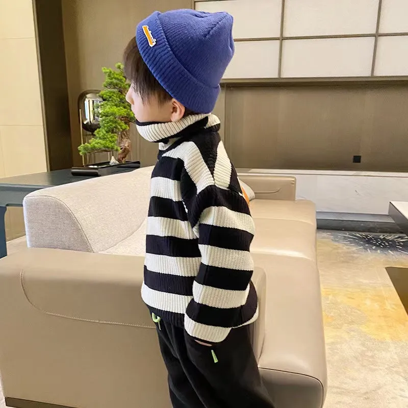 Morgan Striped Knit Turtleneck Sweater
