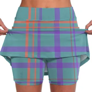 Plaid Tennis Skort for Women Colorblock Gym Athletic Running Golf Mini Skirts Plus Size Summer Casual Sports Workout Shorts