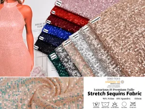 Premium All Over Sequins Mesh Stretch Fabric, cocktail/party dress  - 6591
