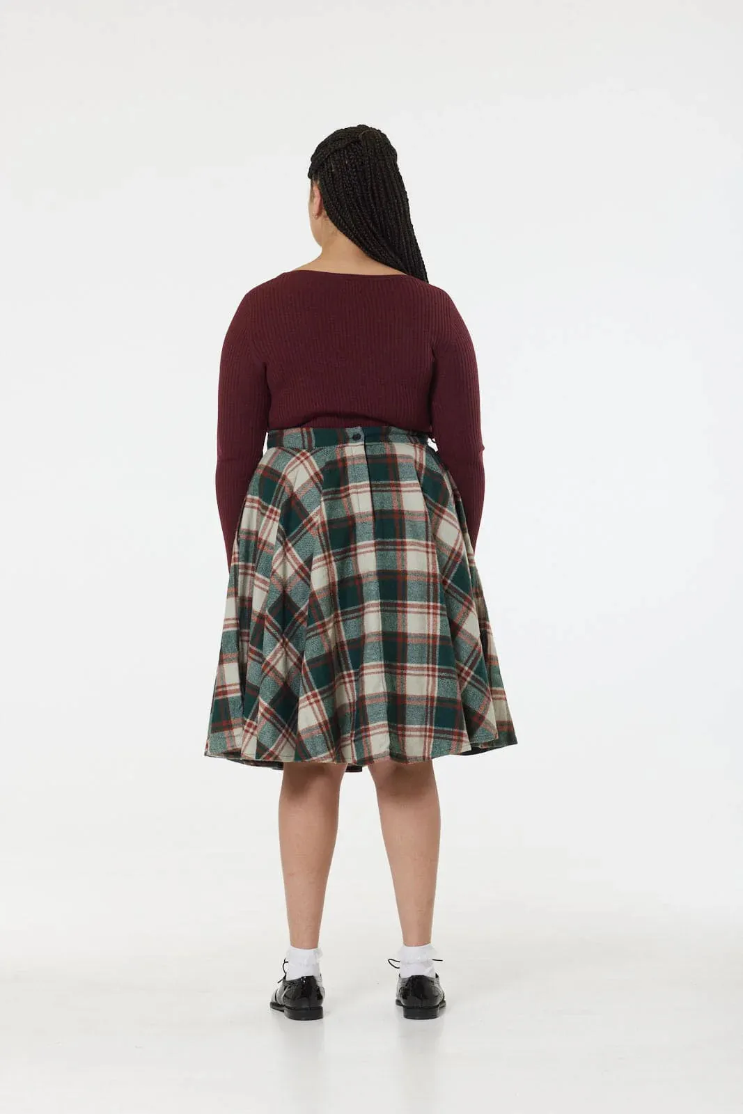 SALE Plaid Swing Skirt in Green/White/Red