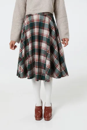SALE Plaid Swing Skirt in Green/White/Red