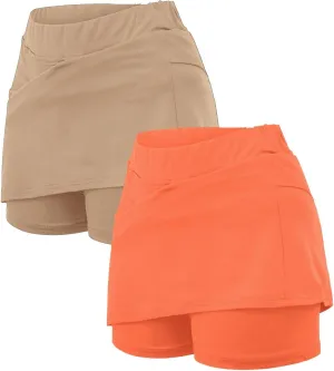 Skorts for Woman High Wasited Sports Pants Athletic Skirt with Pocket Underneath Plus Size Tennis Golf Workout Outfit