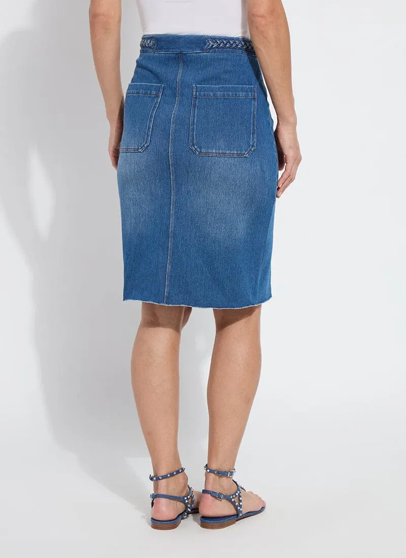 Tess Braided Denim Pencil Skirt in Mid Wash - Lysse 31-3563-M9