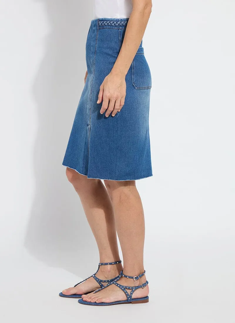 Tess Braided Denim Pencil Skirt in Mid Wash - Lysse 31-3563-M9
