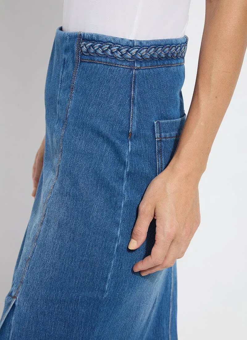 Tess Braided Denim Pencil Skirt in Mid Wash - Lysse 31-3563-M9