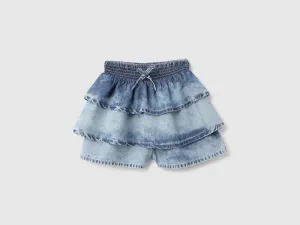 Washed Regular Fit Tiered Skorts