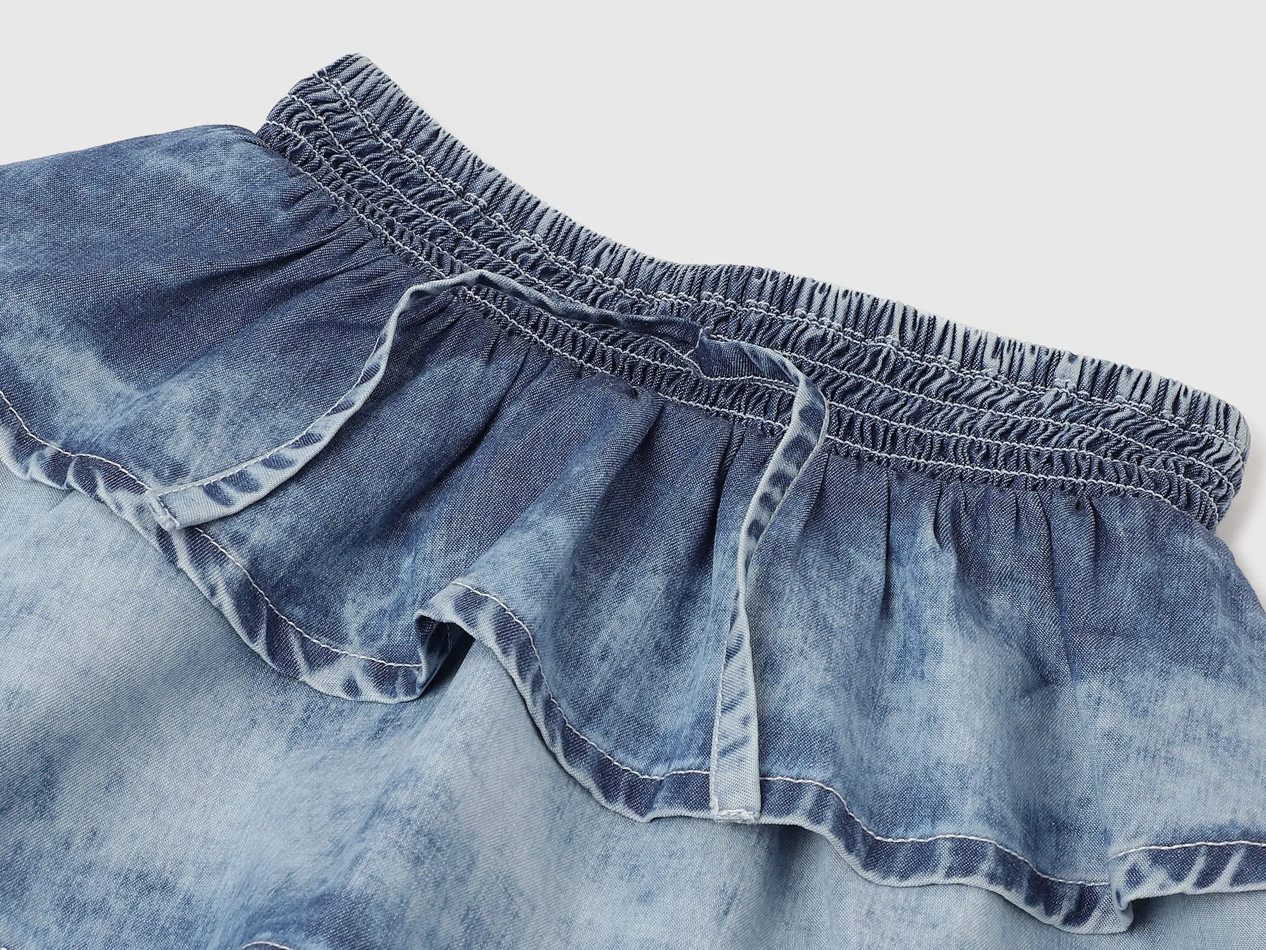Washed Regular Fit Tiered Skorts