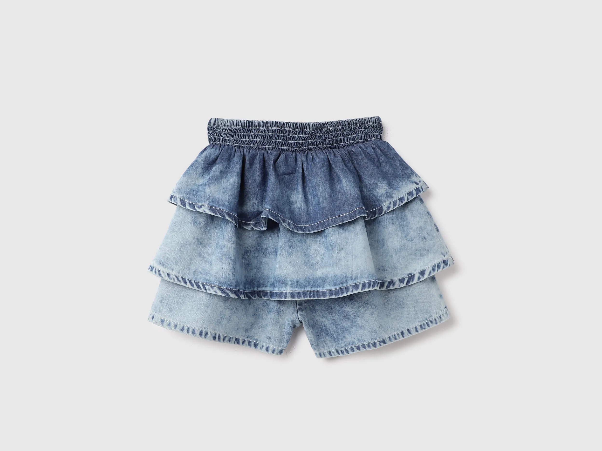Washed Regular Fit Tiered Skorts