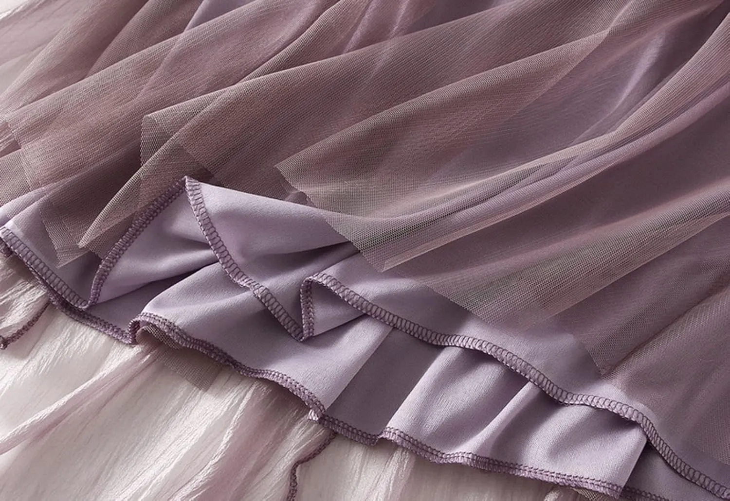 Women Tulle Skirt Elastic High Waist Irregular Hem Pleated Mesh Girl's A Line Midi Layered Skirt