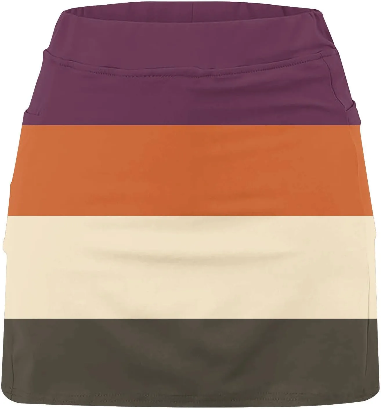 Women's Athletic Skorts Trendy High Waist Color Block Golf Skirt with Built-in Shorts Summer Running Skirts Pants