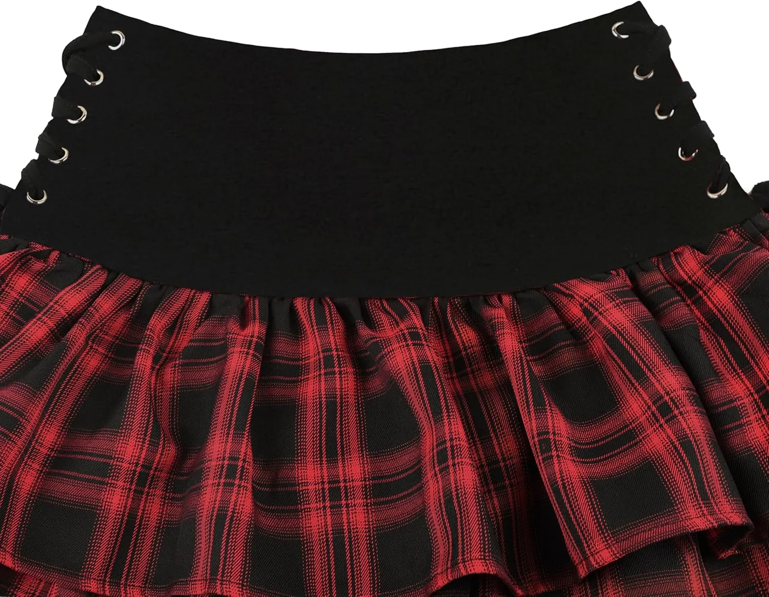 Womens Gothic Skirt Y2k 2000s Girl Mall Goth Punk Skirts High Waist Lace-Up Ruffle Fairy Grunge Mini Skirts
