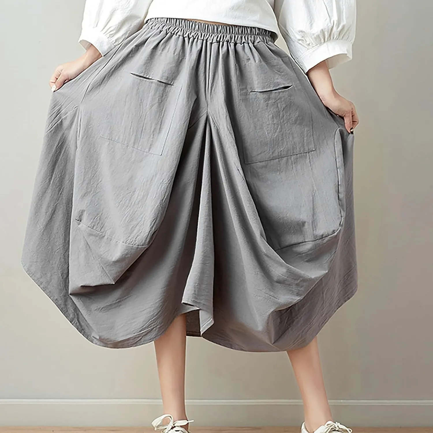 Women's Skirt Ethnic Style Cute Beautiful Loose Skirt Girls Plaid Skirt Size 12