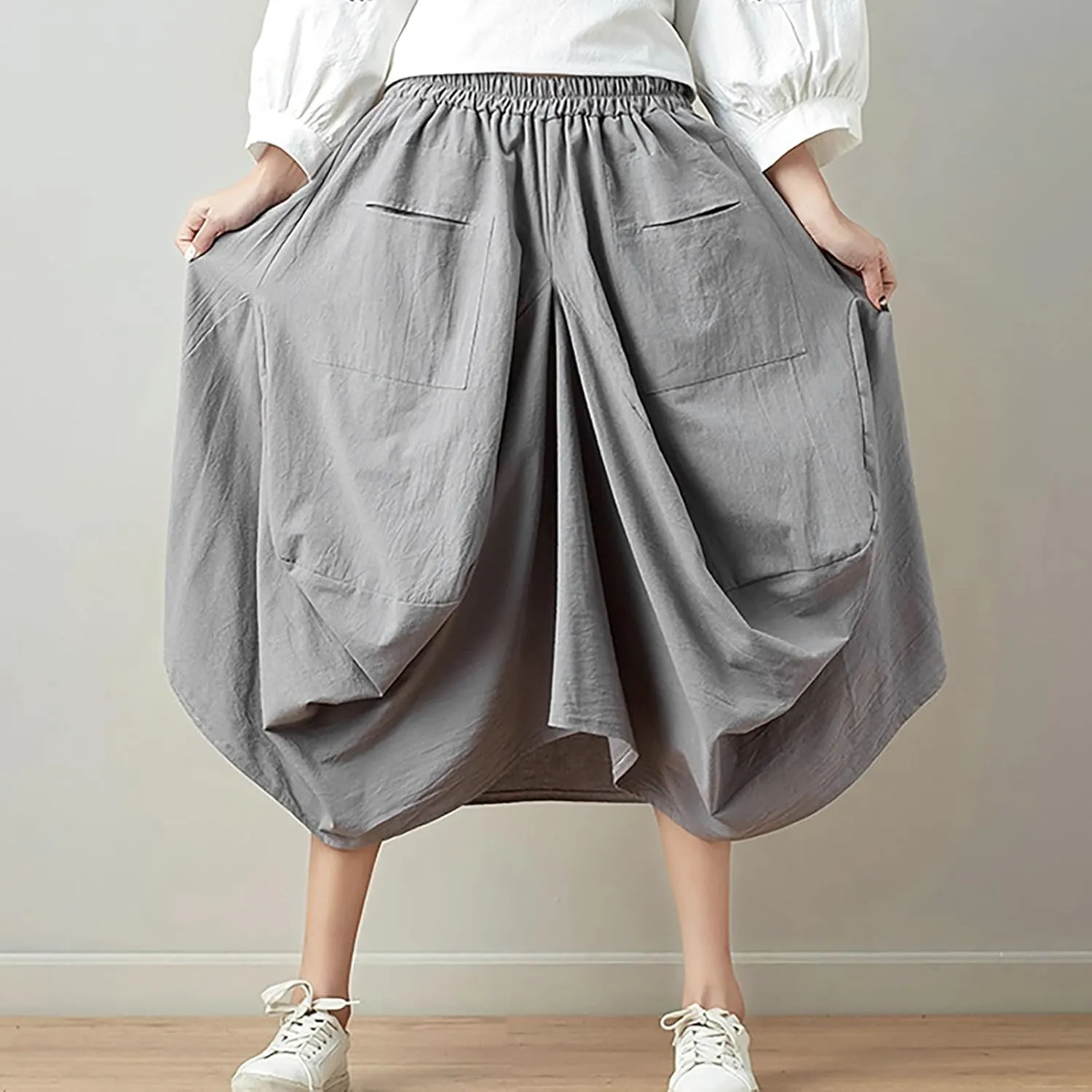 Women's Skirt Ethnic Style Cute Beautiful Loose Skirt Girls Plaid Skirt Size 12