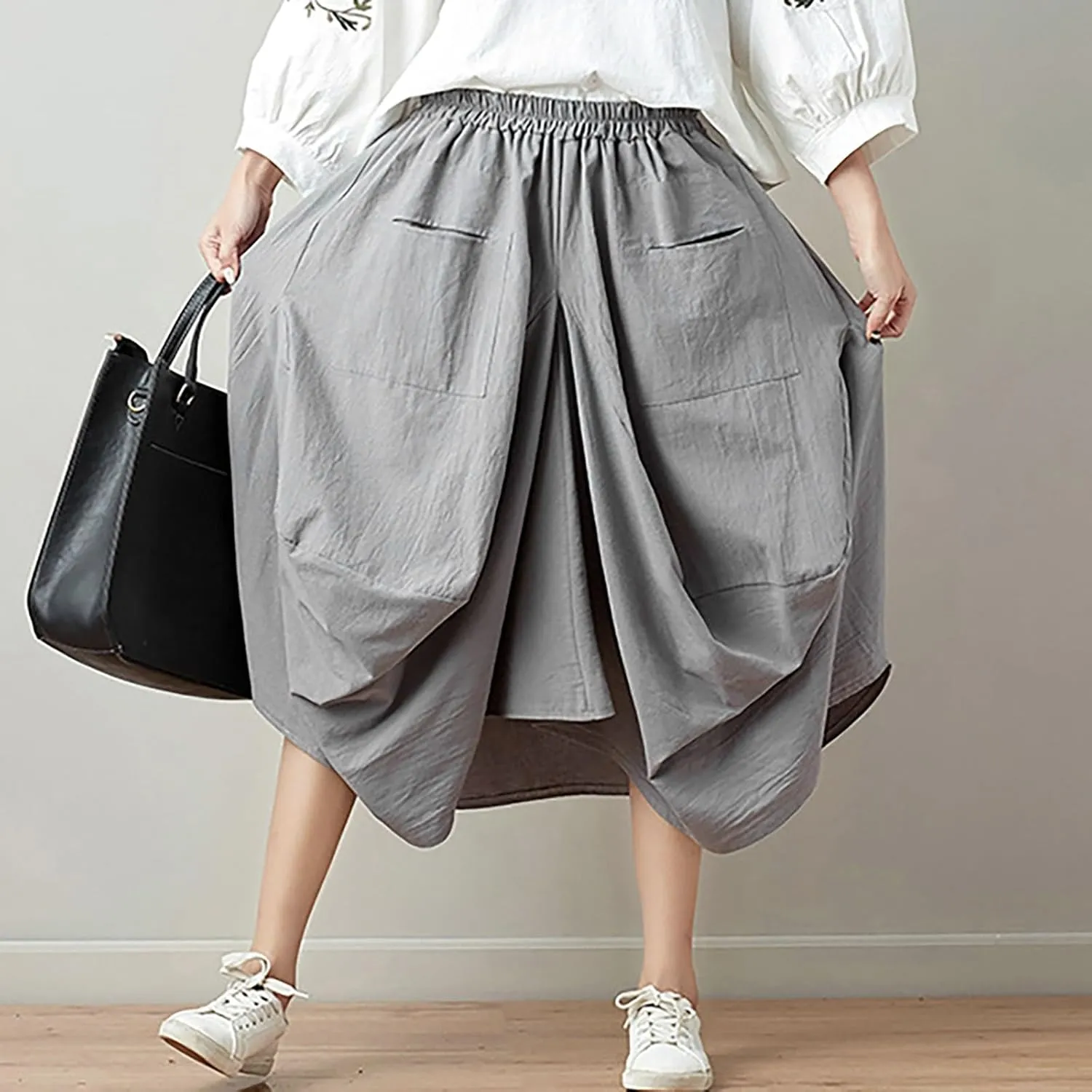 Women's Skirt Ethnic Style Cute Beautiful Loose Skirt Girls Plaid Skirt Size 12